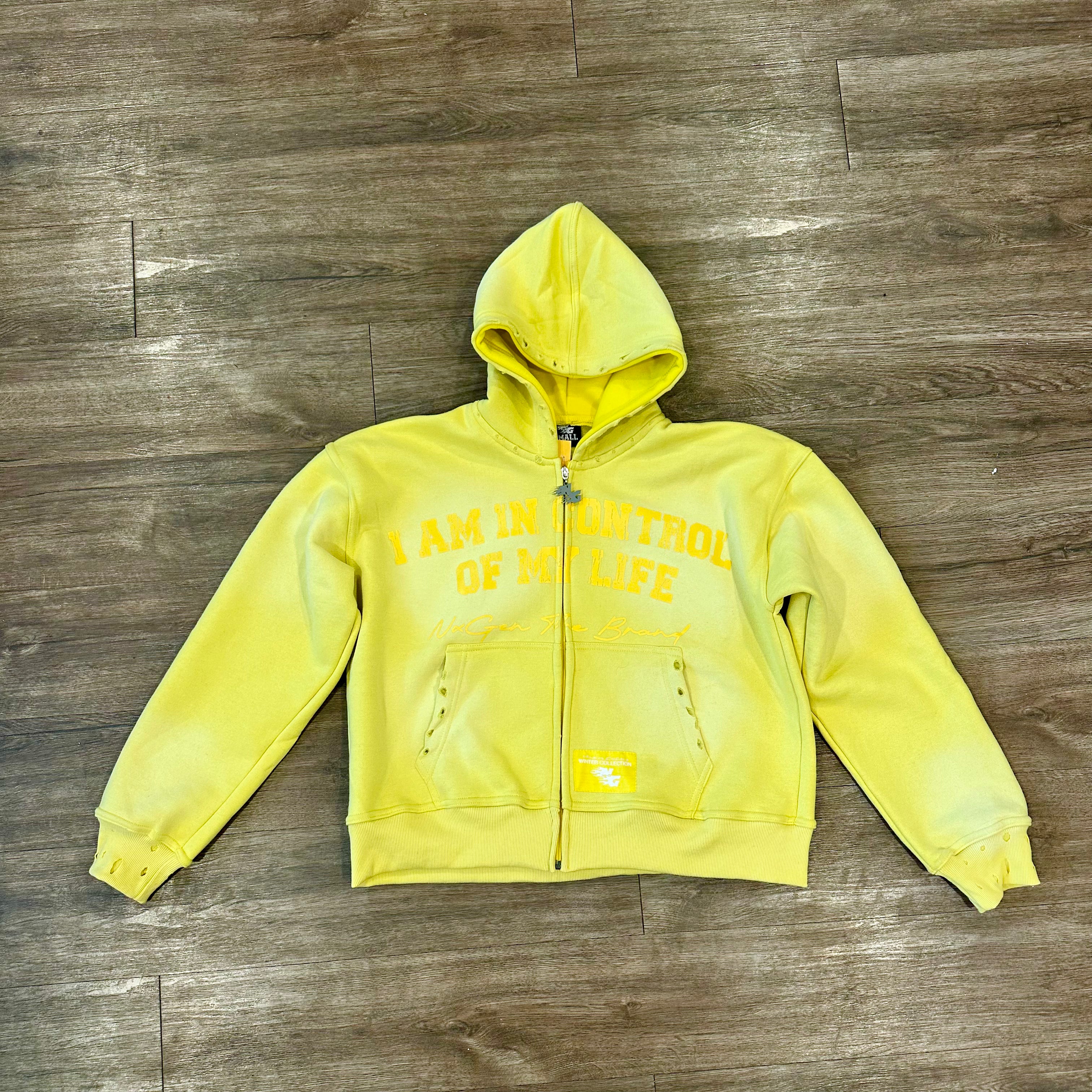 IN CONTROL DISTRESS HOODIE (YELLOW)